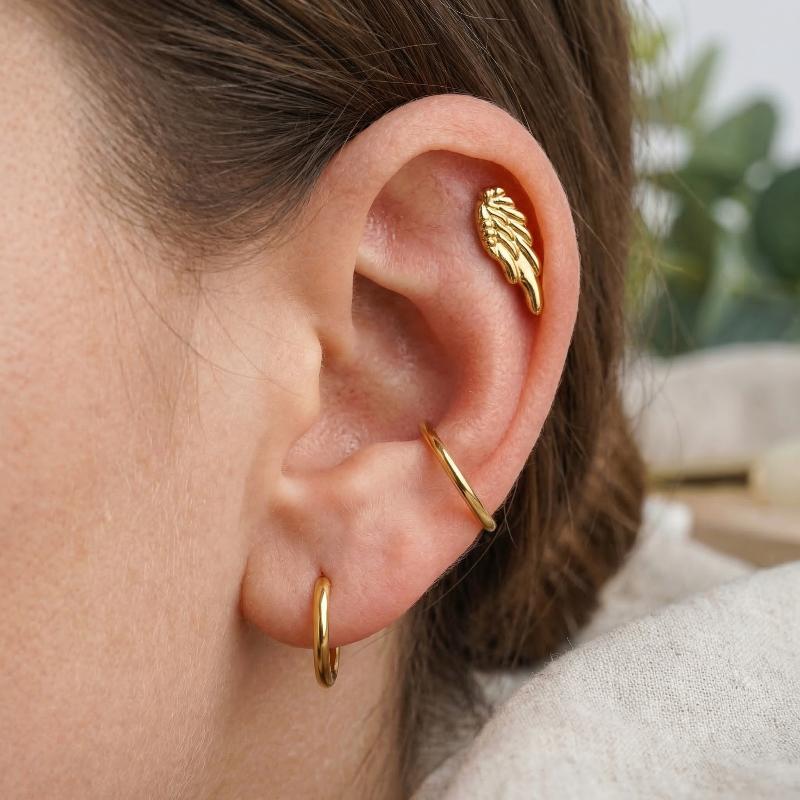 Титановые серьги-гвоздики с крылом, плоская задняя часть, 16G, Лабрет, Пирсинг губы, уха, хряща уха, козелка, хряща козелка, завитка, Пирсинг, Украшения