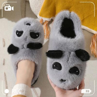 Милые мультяшные теплые хлопковые тапочки с толстой нескользящей подошвой из ЭВА, подходящие для дома, улицы и общежития. Хлопковые тапочки с пандой