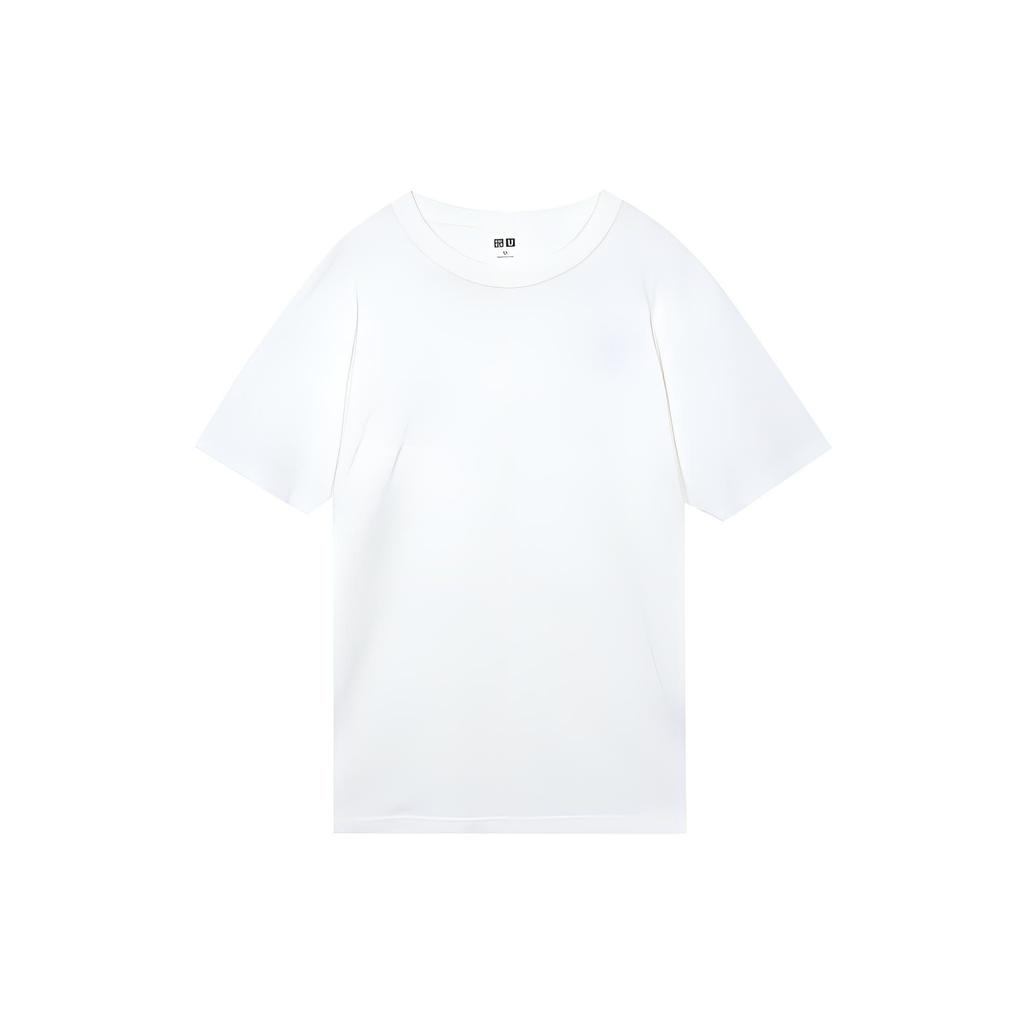 Uniqlo SS23 Серия U Однотонная футболка с круглым вырезом и коротким рукавом Мужские топы Белый 455360-00