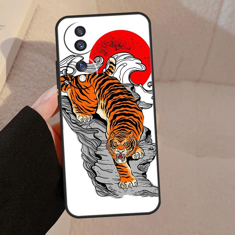 Кейс Tiger Red Sun Japan Art для Honor X9b X9a X8a X7a X6a X6 X7 X8 X9 8X 9X Honor Magic 5 Pro 50 70 90 Lite Чехол