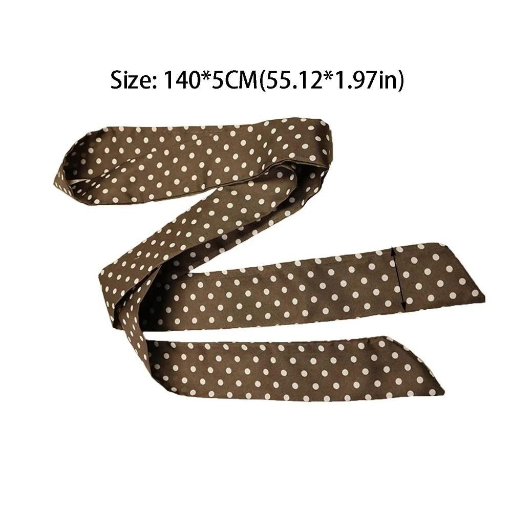 Retro Bow Ties Long Silk Scarf Printed Floral Plaid Scarf Hair Band Ice Cream Long Ribbon Scarves Spring Summer