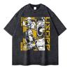 Стильная washed футболка унисекс Streetwear Оверсайз Y2K Хлопок Высокое качество L-Luffy Манга Топы Футболки 100% Хлопок Женская Мужская Одежда