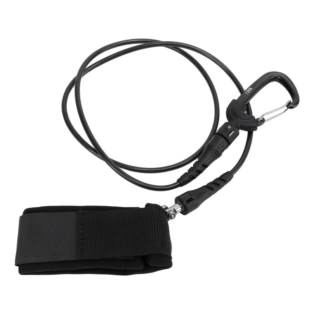 Freediving Lanyard Leash Diving Safety Rope Cable with Wristband Carabiner for Underwater SportsBlack