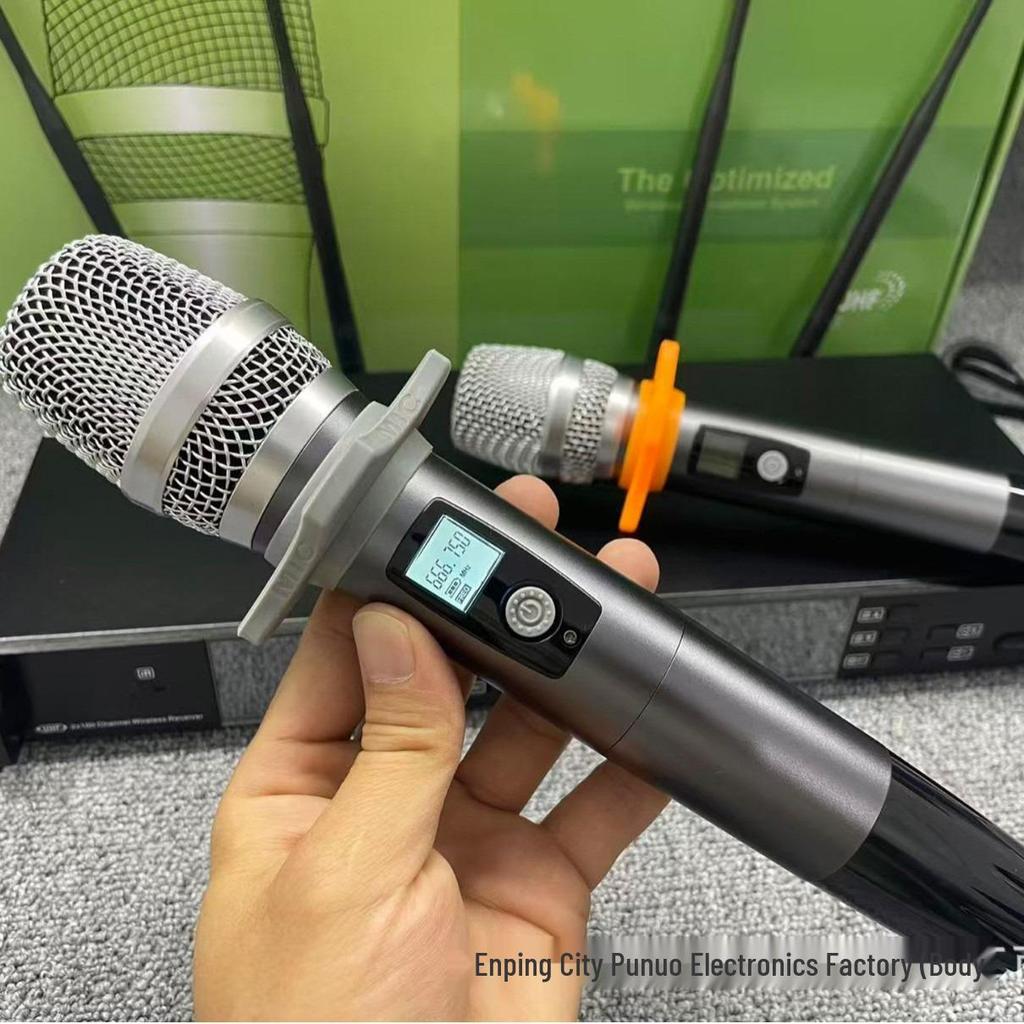 Dual Channel UHF Wireless Microphone System for Professional Stage and Live Streaming