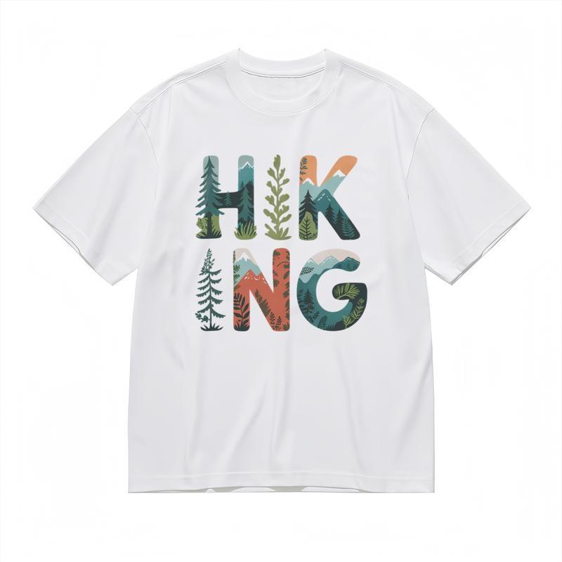 Men's Soft Trend Classic T-Shirt Mens Womens Tees Top Nature Inspired Hiking Alphabet Design Tee