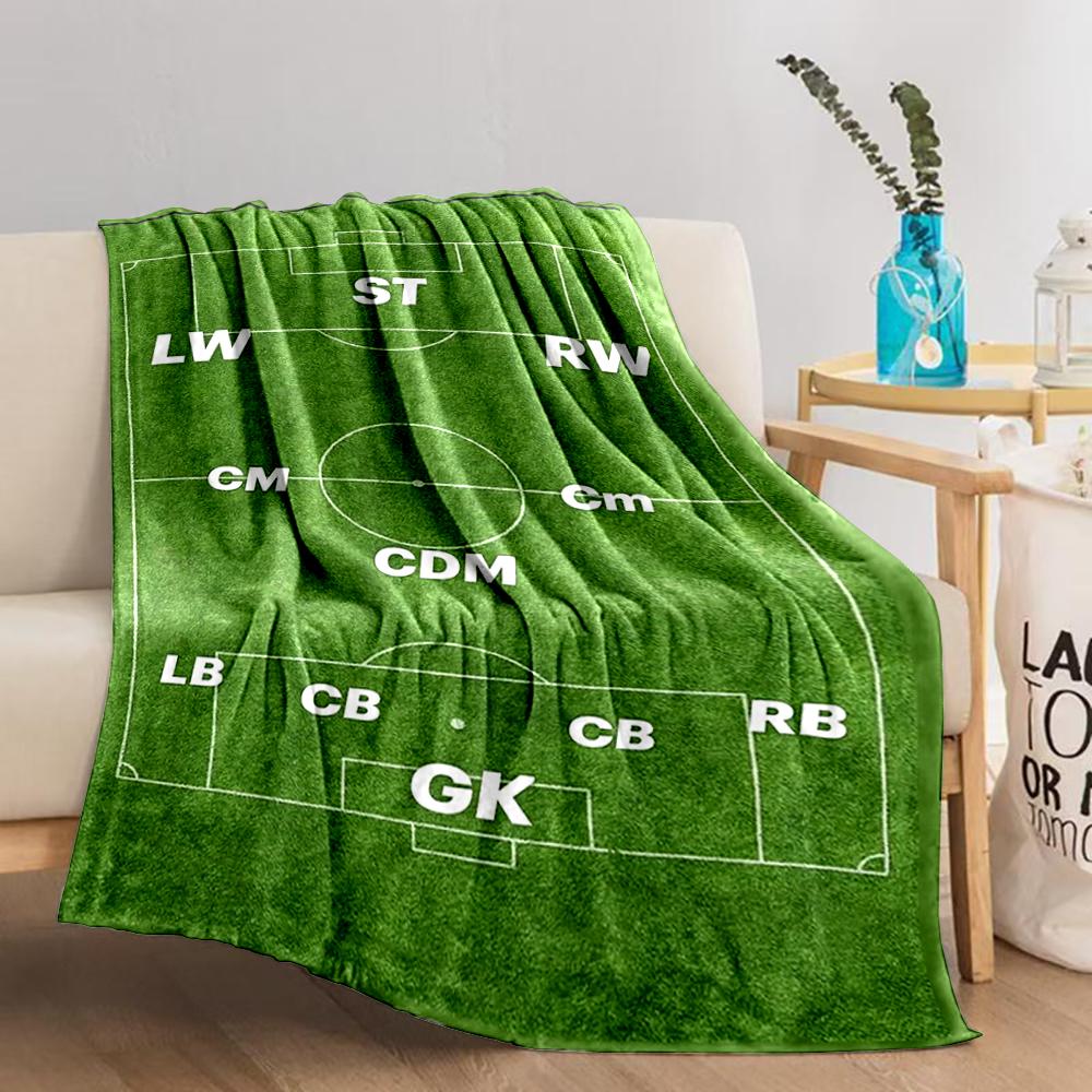 Soccer Field Area blanket with Player Positions for Bedroom Decor blanket, suitable for use in the bedroom, living room, on the sofa