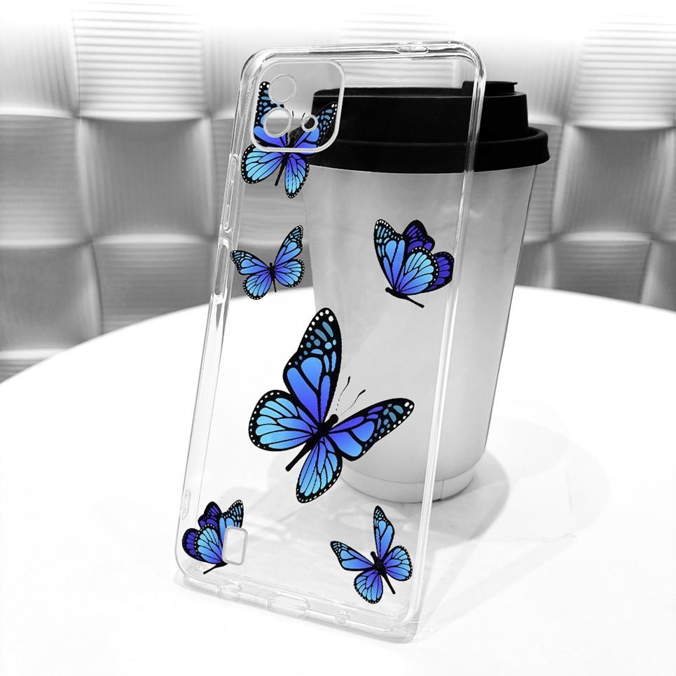 For Realme C11 2021 C20 C20A RMX3231 Phone Case Colorful Butterflu Flower Women Girly Soft Silicone Casing Clear Back Cover