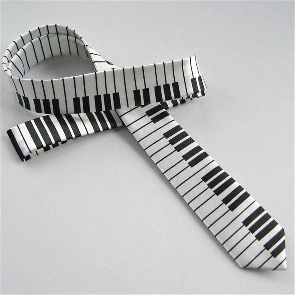 Gifts Fashion for Men Classic Skinny Tie Music Tie Black & White Piano Keyboard Necktie