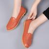 2024 Spring Women Round Toe Shallow Flat Shoes Leather Breathable Moccasins Women Boat Shoes Ballerina Ladies Casual Shoes 34-44