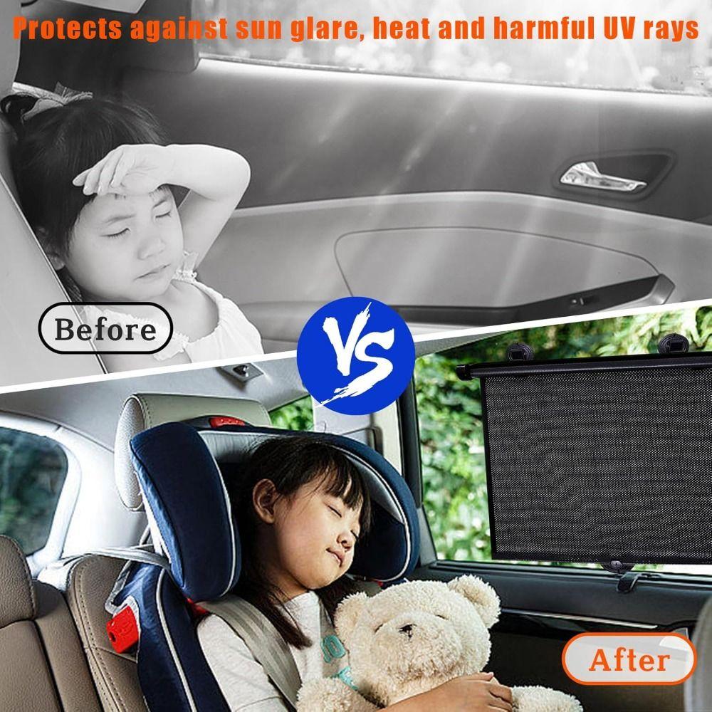 Retractable UV-Protection Curtains Black Car Window Sun Visors Sunshade Roller Blinds Home Office