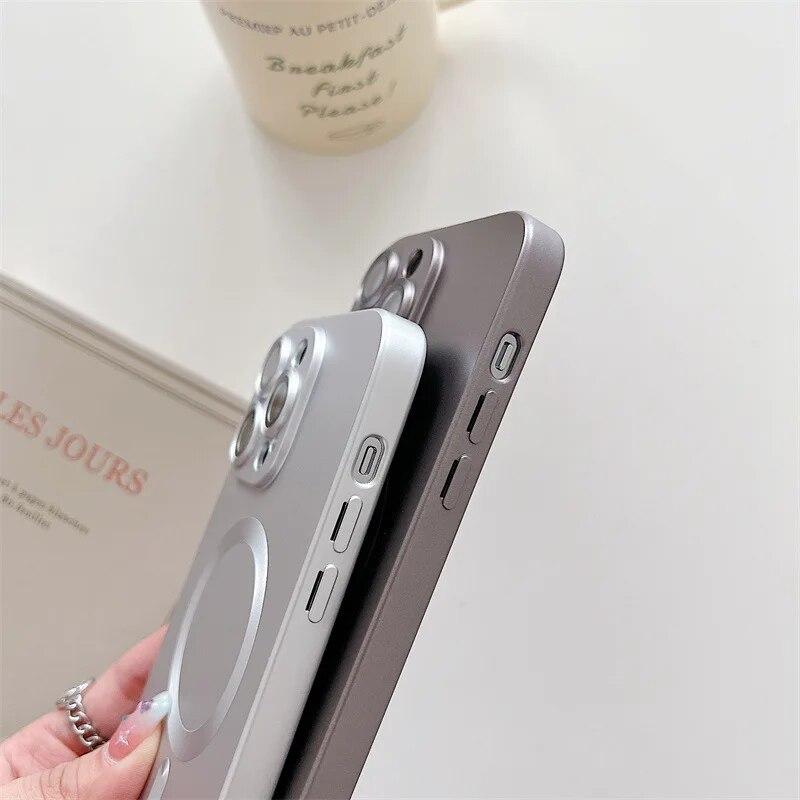 Модный продвинутый магнитный чехол Magsafe с беспроводной зарядкой для IPhone 14 11 13 12 Pro Max 14 Plus, стеклянный защитный чехол для объектива
