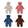 Infant Baby Hooded Romper Plush Jumpsuit