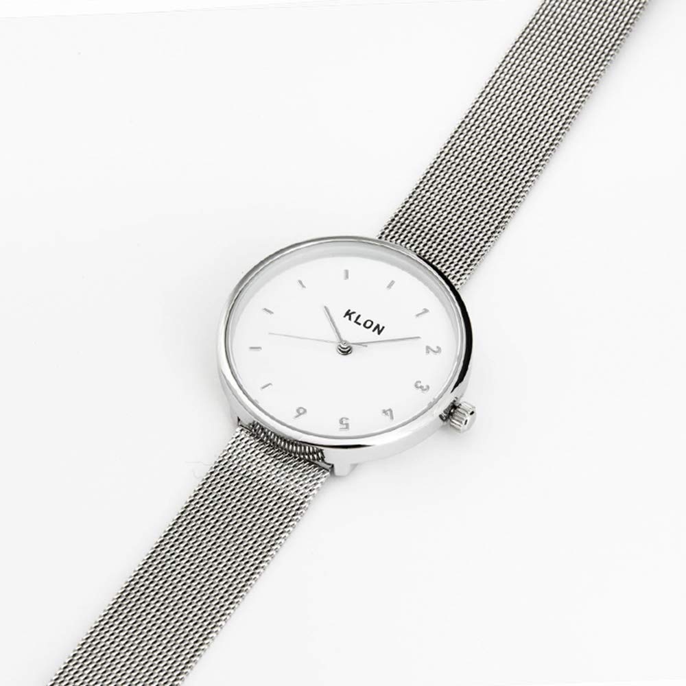KLON Часы-клон Часы Стильные Простые KLON CONNECTION ELFIN FIRST 33мм Мужские Женские -СЕРЕБРИСТЫЙ МЕШ-
