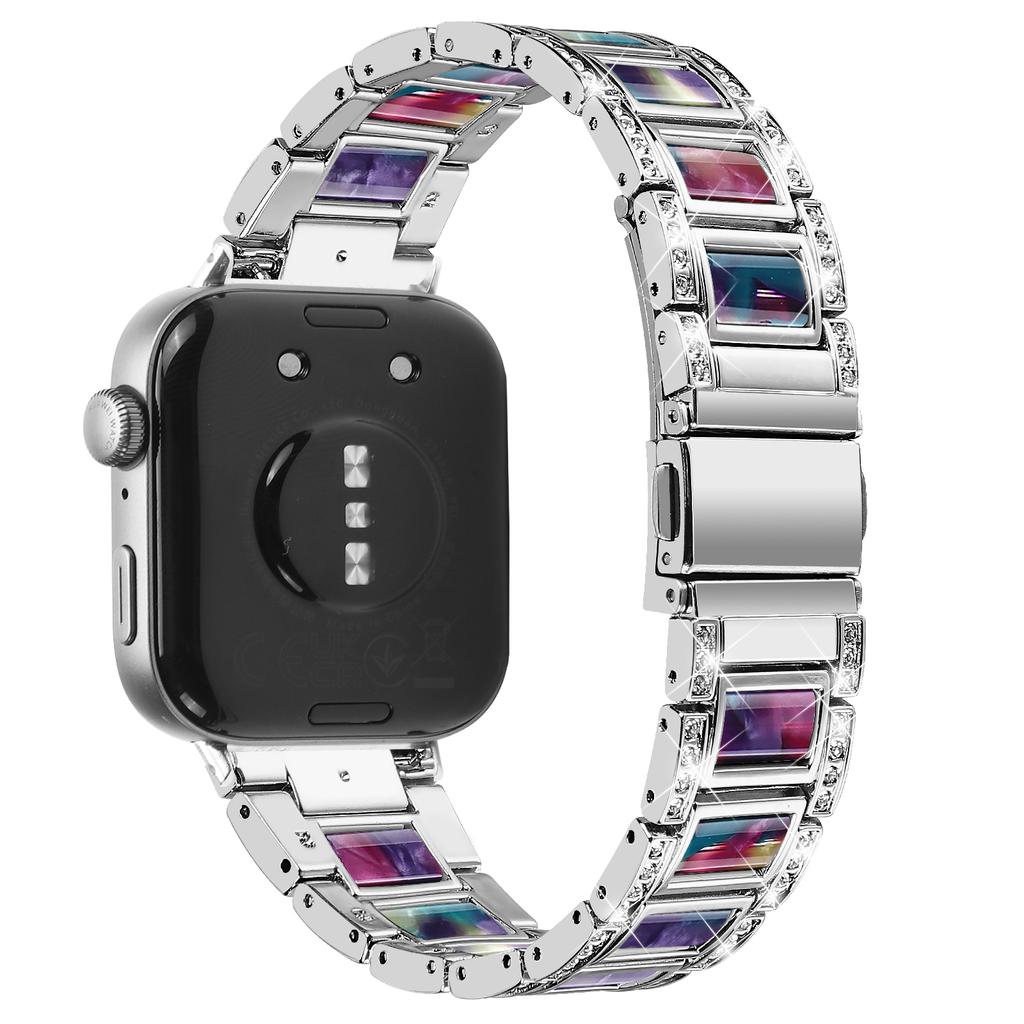 For Huawei Watch Fit 3 Metal Alloy Watch Band Rhinestones Resin Wristband Bracelet