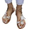 Однотонные босоножки с открытым носком и цветочным принтом на плоской подошве с пряжкой, женские, большие размеры 35-43