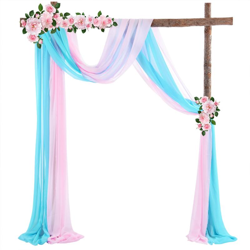 1pc/2pcs 70*550cm Elastic Chiffon Arch Drapery For Wedding Decoration Stage Background Cloth Gauze