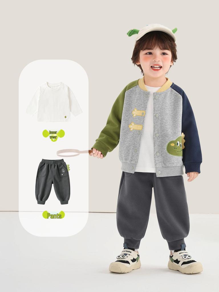 Kaka Panda Kids' Spring Baseball Jacket - Trendy Casual Top for Boys and Girls