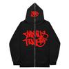 Unisex Hip Hop Oversized Hooded Zip-Up Sweatshirt With Bold Graphic Print Streetwear Fall