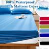 Solid Color Fitted Sheet Waterproof Mattress Pad Colorful Bed Topper Cover Breathable Deep Pocket for 46CM Twin Full Queen King Single Double Size