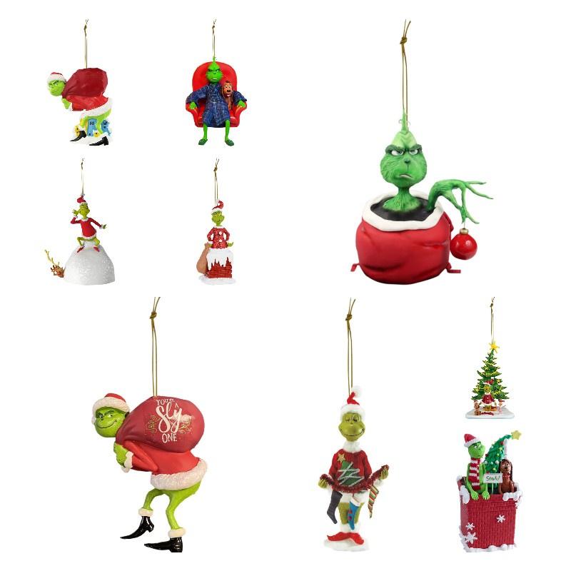 Cartoon Style Christmas Tree Decoration Green Furry Monster Ornament Acrylic Material