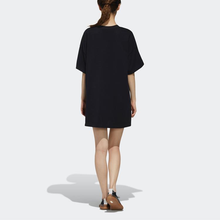 Adidas Повседневное спортивное платье с коротким рукавом и полосатой лентой, женское платье черного цвета FJ6884