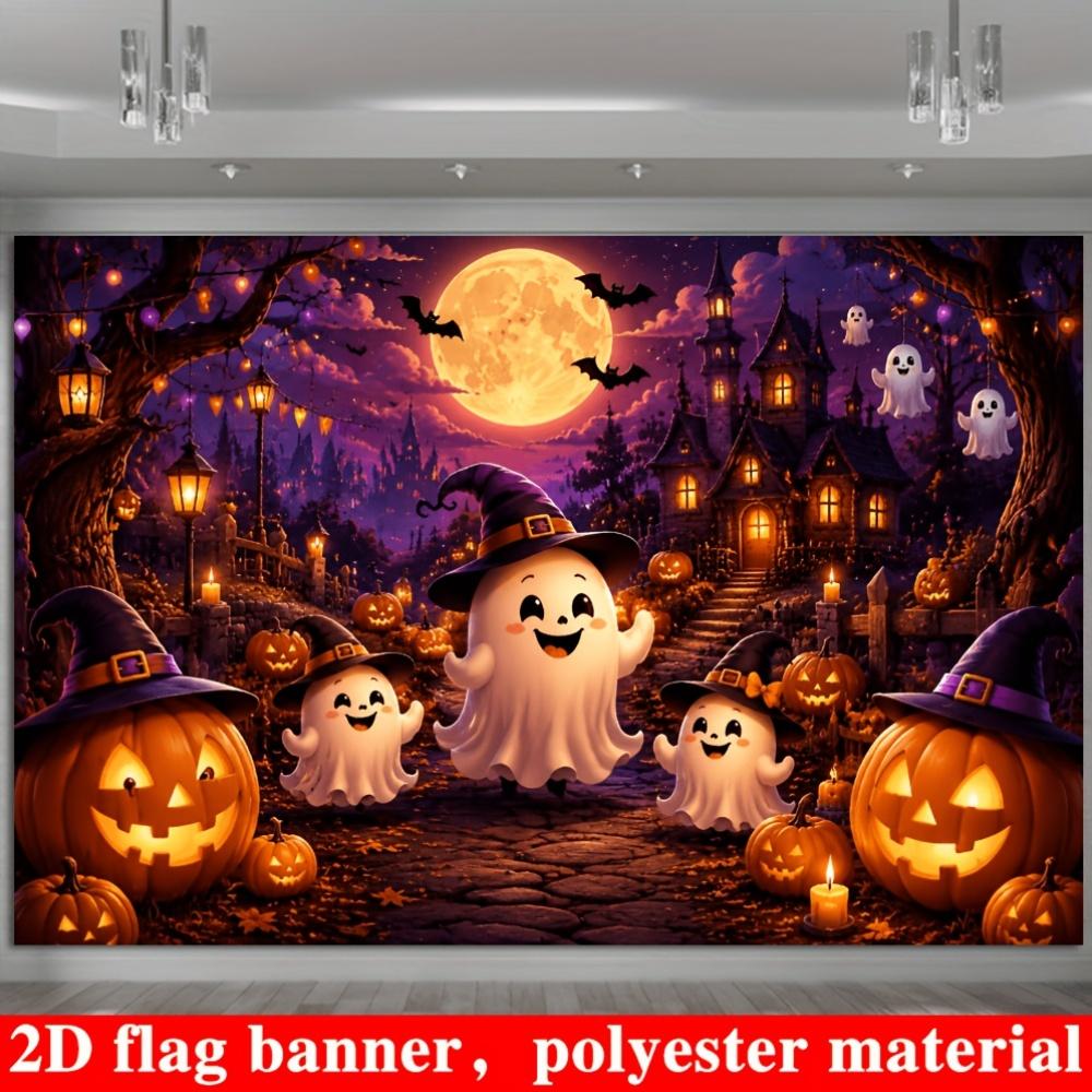One 2D flag. The background of the Halloween-themed banner is made of polyester material.