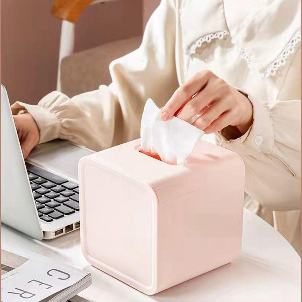 Plastic Square Napkin Box Simple Desktop Tissue Box Modern Roll Paper Holder Bathroom