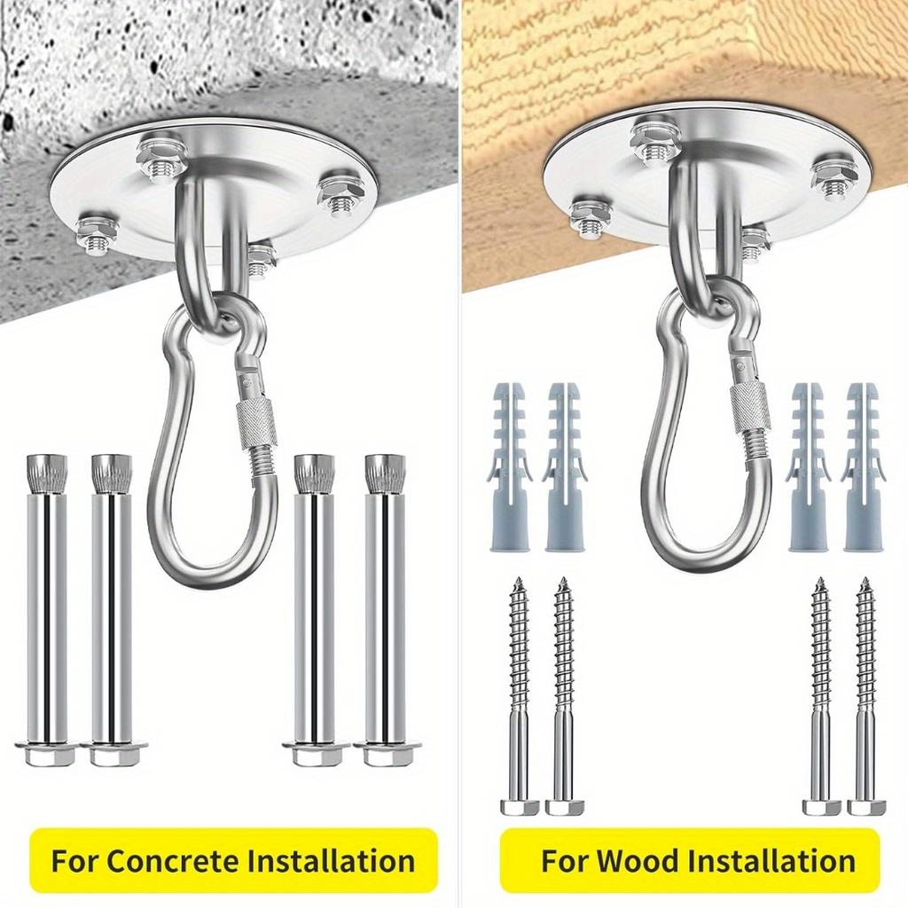 6 шт. вращающихся прочных крючков для подвешивания поворотных крючков для гамака, крючок для качелей на потолок, деревянное крыльцо, комплект для подвеса для йоги в спортзале