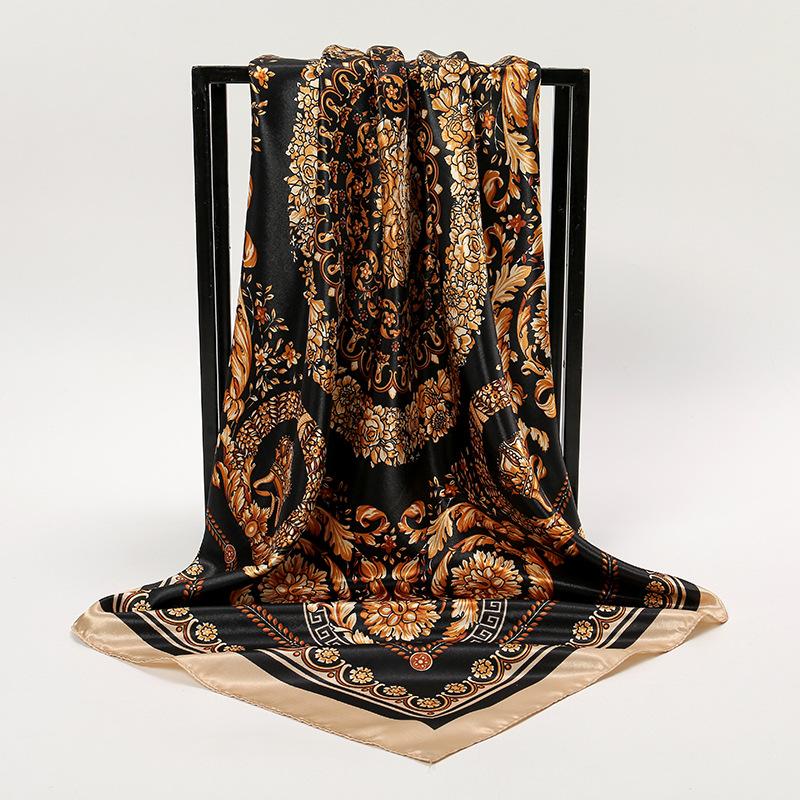 Spring and Autumn Women's Cashew Print Square Scarf Fashion Commuting Versatile Headscarf Stained Rose Square Scarf