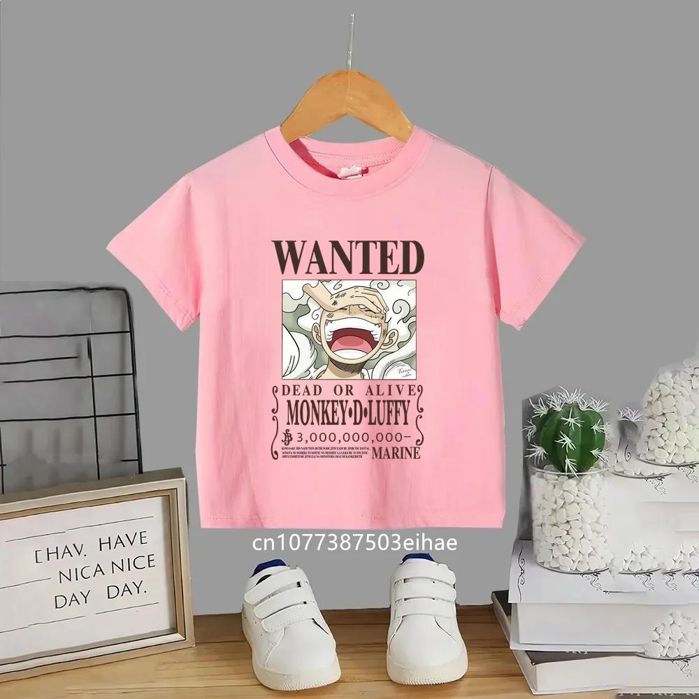 Anime Kids T Shirt One Piece Luffy Streetwear Gym Workout Short Sleeves Graphic Tee Loose Casual Tops Summer Y2k