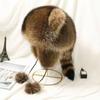Cute Raccoon Tail Plush Cap Women Winter Windproof Thick Warm Ears Outdoor Ear Flaps Bomber Hat Hat