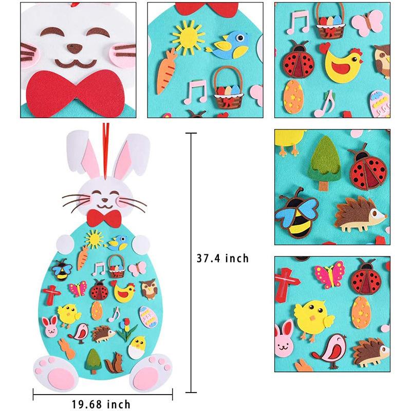 Rabbit Easter Ornaments Toddler Basket Bunny Hanging Craft Kit Felt Party Favor