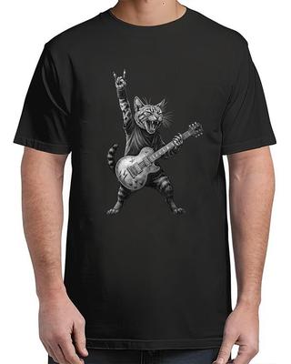 Playing Guitar, Rock and Roll Music, Rock Band T-Shirt for Men & Women S–4XL