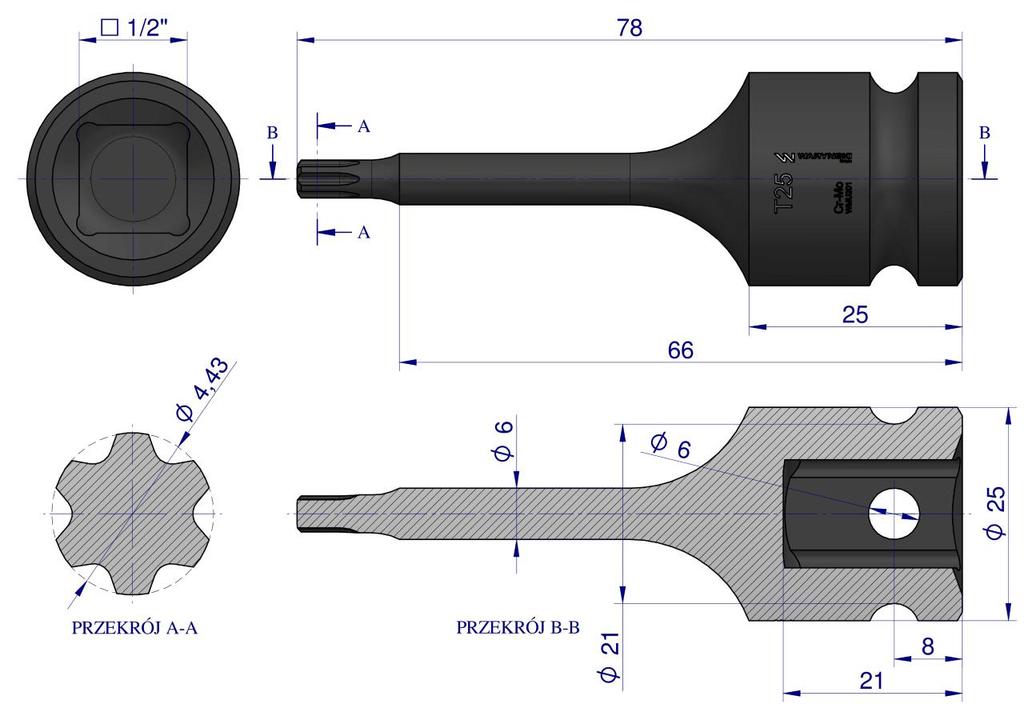 Nasadka Udarowa 1/2" Gwiazdkowa Star T25 Waryński