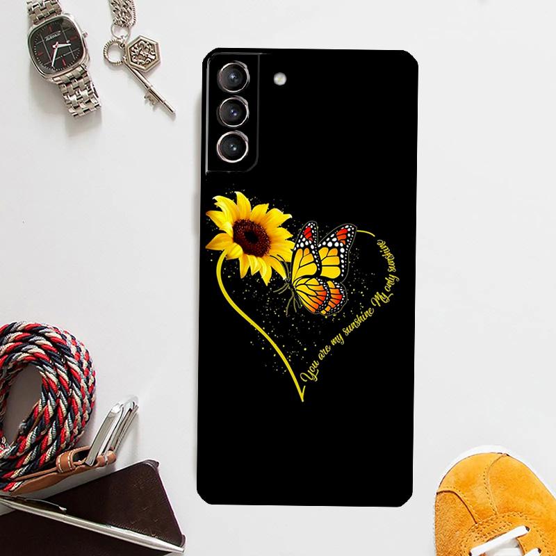 Красивый желтый чехол с подсолнухом для Samsung Galaxy S25 Ultra S20 S21 S22 S23 Plus S24 Ultra S9 S10 S25 FE Чехол Coque