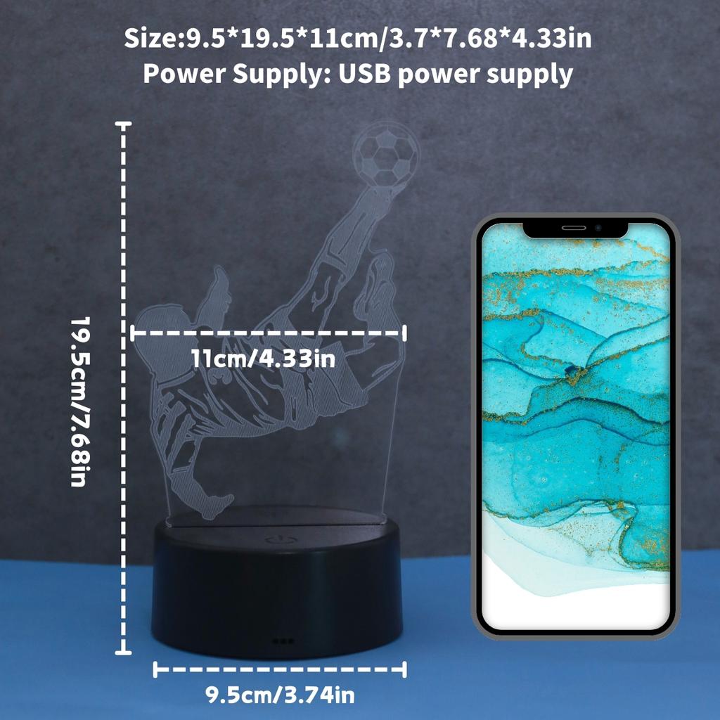 3D креативная 7-цветная ночная лампа футболиста, спортивное украшение, украшение для дома, креативная настольная лампа