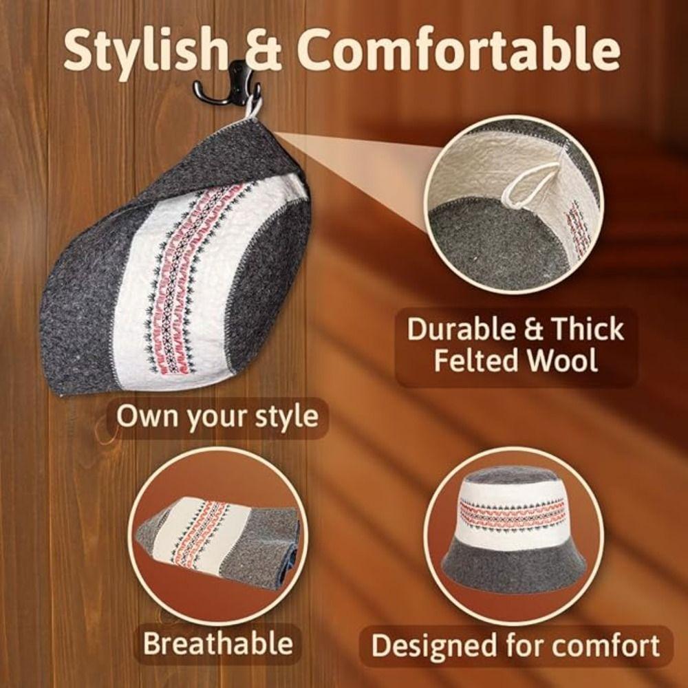 Embroidered Design Sauna Hat Heat Resistant Heat Resistant Cap Steam Room Hat Banya Use