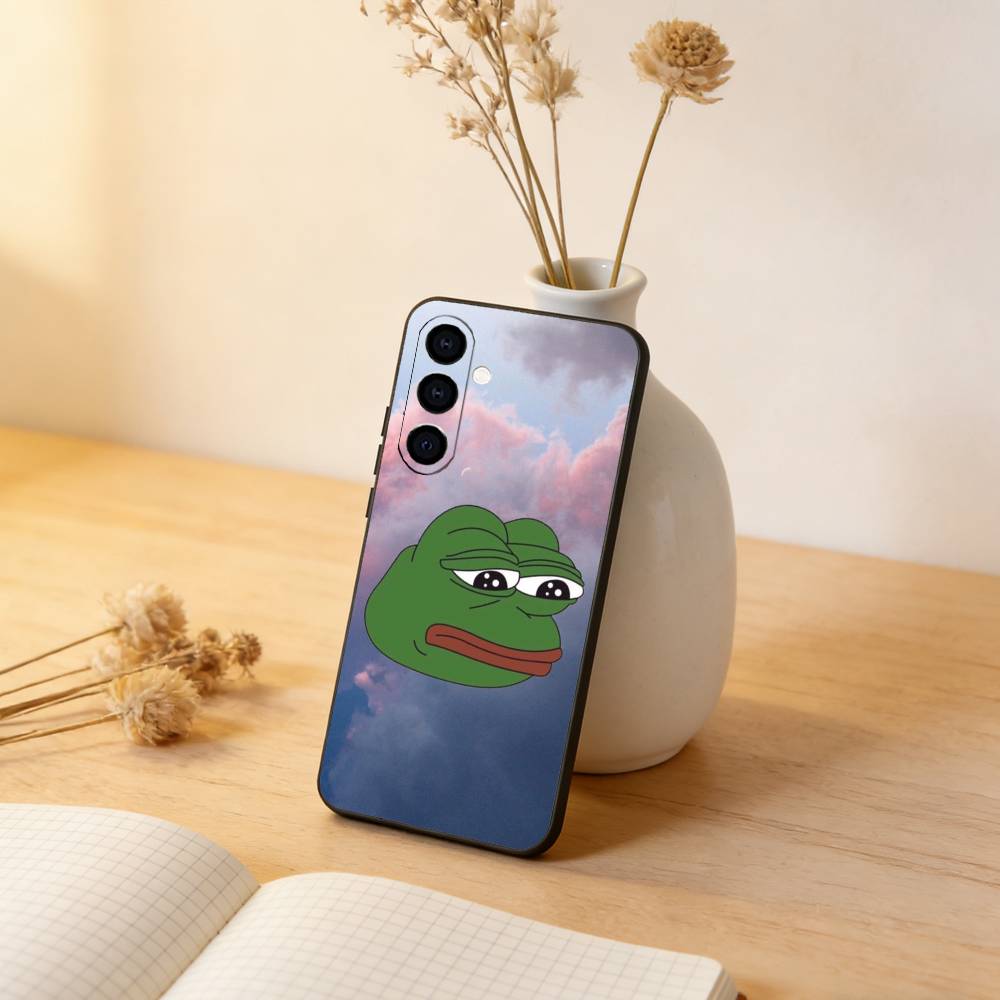 Смешной Чехол-Телефон с Лягушонком P-PEPE Для Samsung Galaxy A73,A72,A71,A70,A53,A52,A51,Других Мягкая Черная Крышка