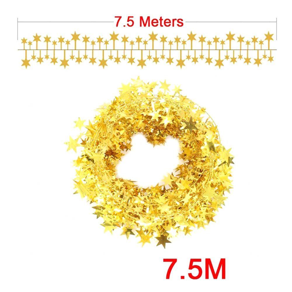 Xmas Christmas Tree Party Rattan Garland Star Pine Tinsel Hanging Ornaments Christmas Decoration