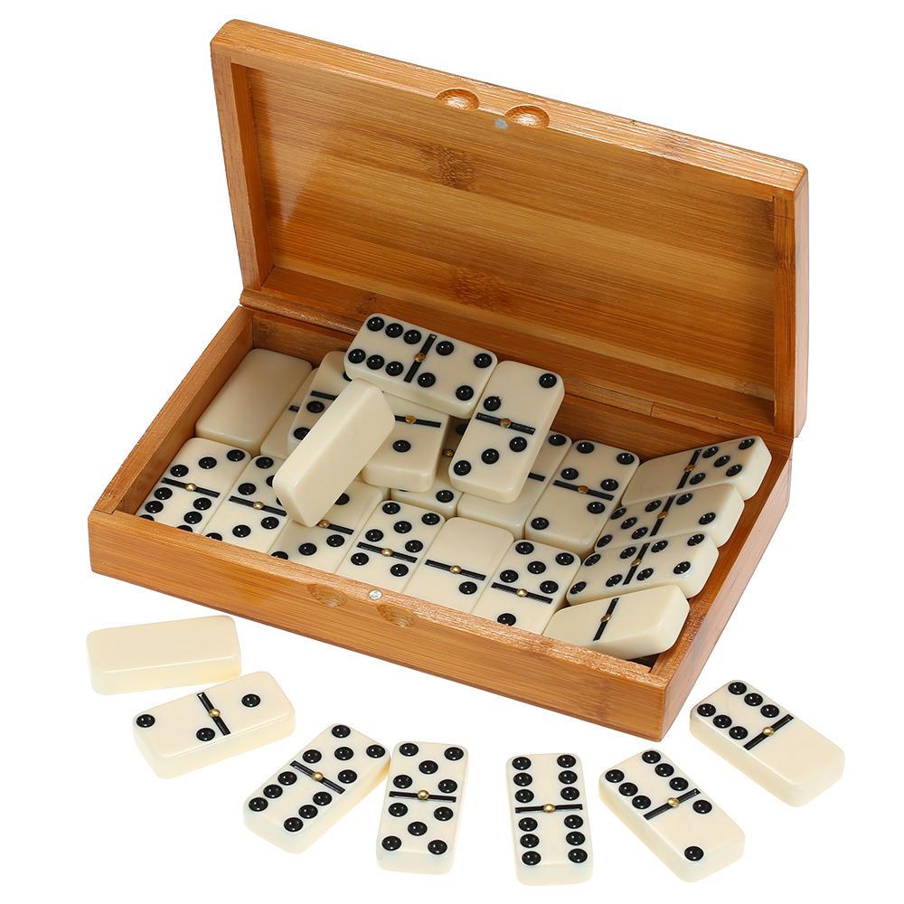 Double Six Dominoes Set Entertainment Recreational Travel Game Toy Black Dots Dominoes
