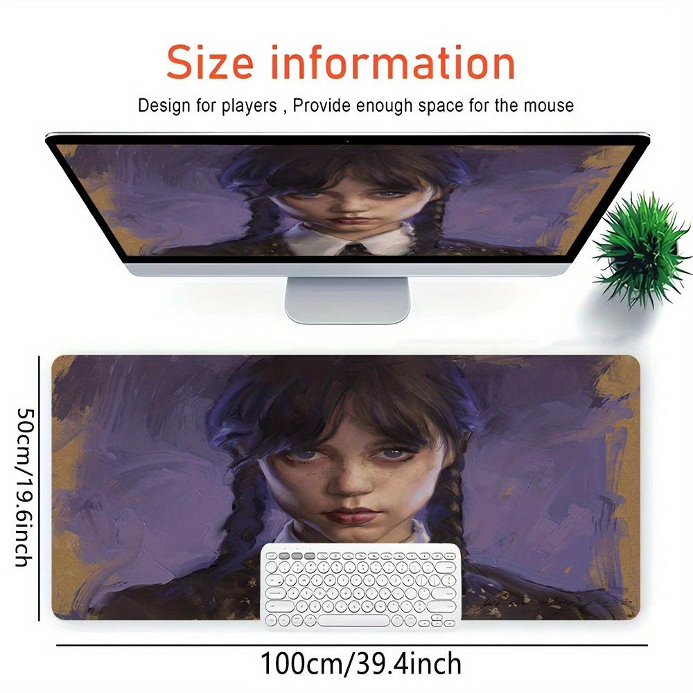 1pc Large Gaming Mouse Pad, UV Reactive Non-Slip Desk Mat, Washable PolyesterMysterious, Innocent, WednesdayComputer Pad with Vibrant Game M