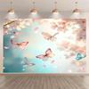 2D Pastel Pink Blue Butterfly Backdrop Serene Spring Photography Decor