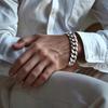 FULL Silver Men' Bracelet 7mm 925 SILVER Thick DIAMOND Wide