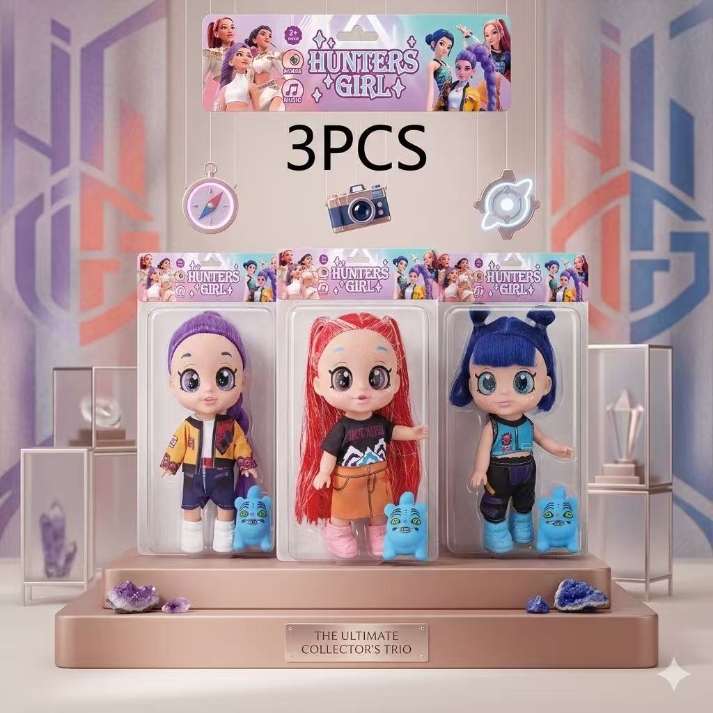 New Nime Demons Hunters10 Inch Dolls 5D Eyes Hunters Girls Musical Toys Fashion Clothes Shoes Birthday Present for Kids