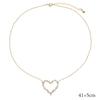 New High Quality Micro Pave White CZ Heart Charm Link Chain Necklace Minimal Delicate Lover Girlfriend Fashion Jewelry