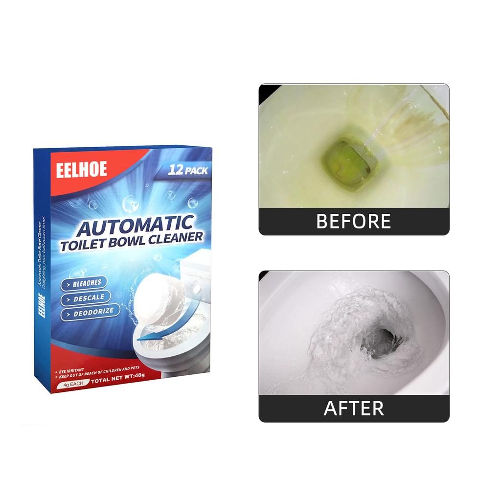 Toilet Bowl Cleaner Tablets 12 PACK, Automatic Toilet Bowl Cleaners With Bleach,Toilet Tank Cleaners With Sustained-Release