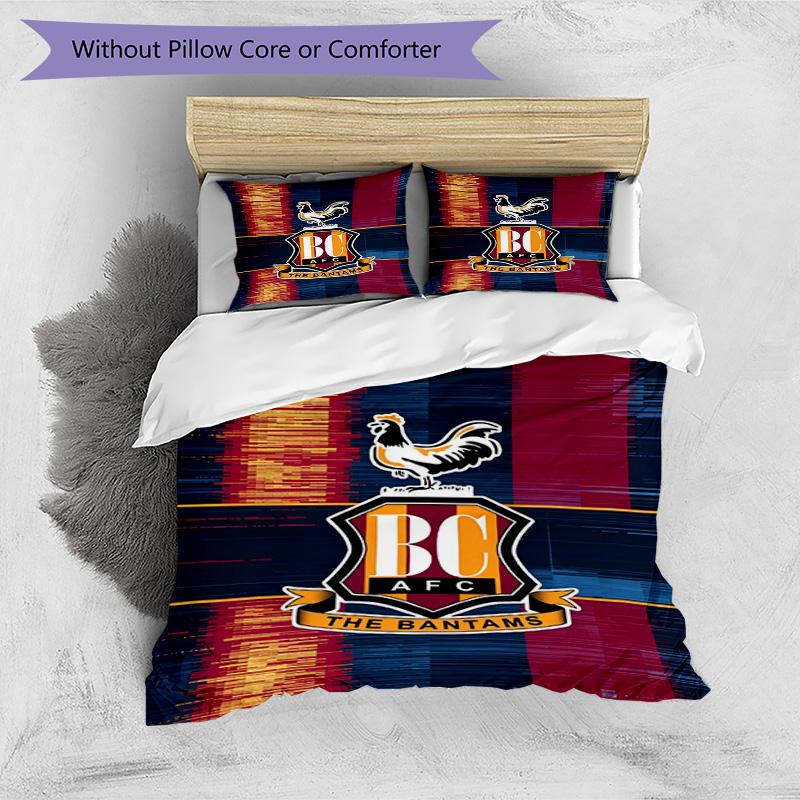 3pcs Duvet Cover Set (1*Duvet Cover + 2*Pillowcase, Without Core), Bradford City AFC Print Bedding Set, Bedroom Decor, All‑Season, Birthday Gift
