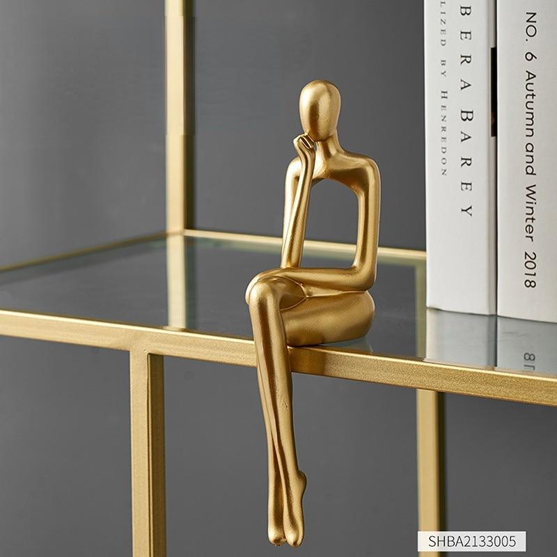 Украшение дома, украшение для книжной полки, аксессуары, абстрактная статуя из смолы, золотые миниатюры, современные