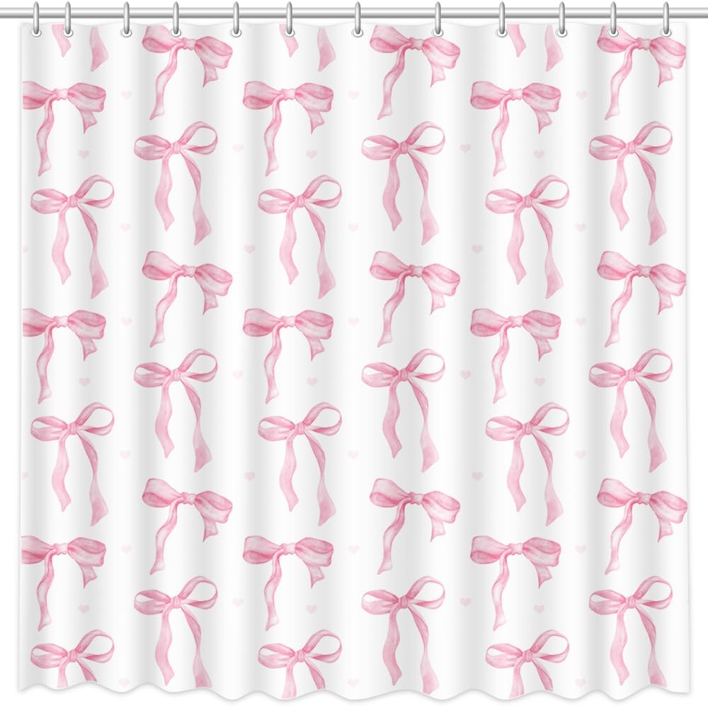 Розовая шторка для душа с бантом каваий акварельный принцессный стиль милое украшение для ванной комнаты подходит для девочек романтическая замковая тема