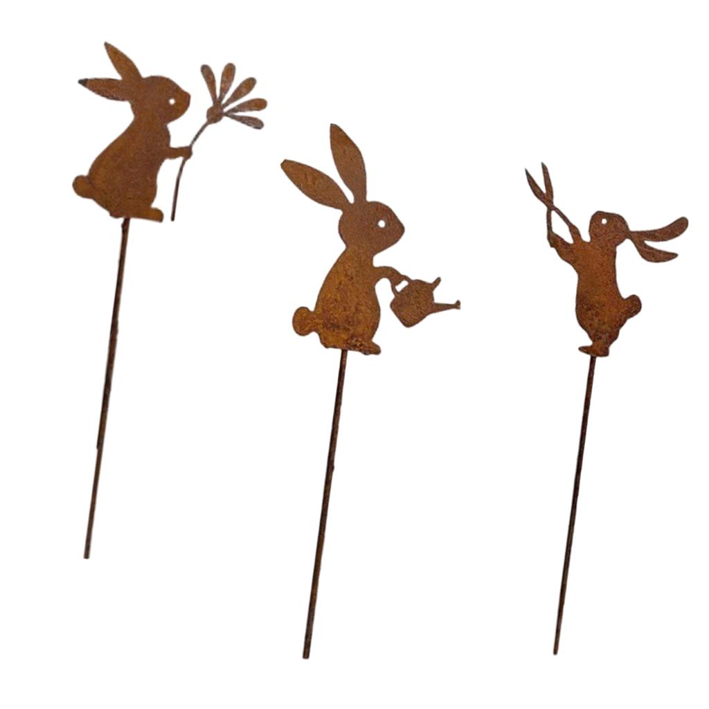 Статуя ржавого кролика, Ржавые фигурки в форме кролика, Растение для внутреннего и наружного скульптурного декора